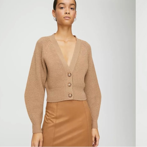 Aritzia Sweaters - ⭐️Babaton tan knit cardi❤️Gorgeous and warm!
